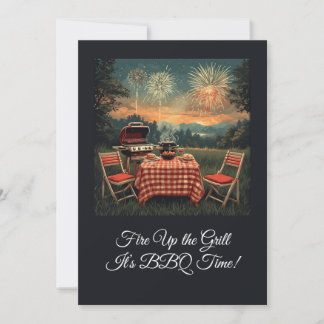 Invitación Retro 1950s Backyard BBQ Scene – Nostalgic 4th of 