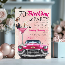 Invitación Retro 1950's Pink Hollywood Glam 70th Birthday