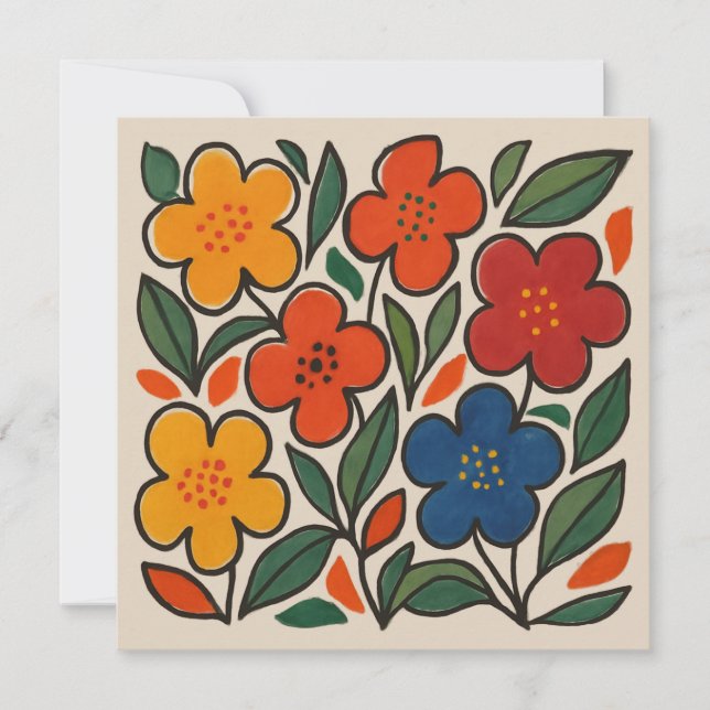 Invitación Retro 1960s Style Floral Pattern (Anverso)