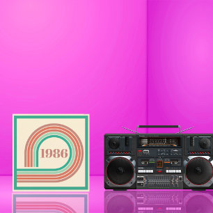 Invitación Retro 1986 40 cumpleaños Coral Boho Raya