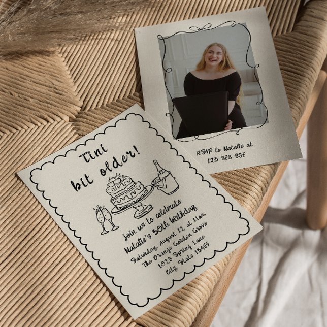 Invitación Retro 30.ª fiesta de cumpleaños con foto de pastel (Subido por el creador)