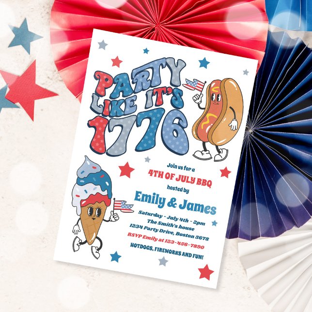 Invitación Retro 4 de julio Fiesta como si fuera Fiesta de ba (Subido por el creador)