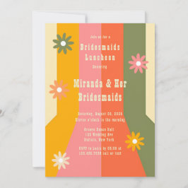 Invitación Retro 60 Groovy Stripes Bridesmaids Luncheon