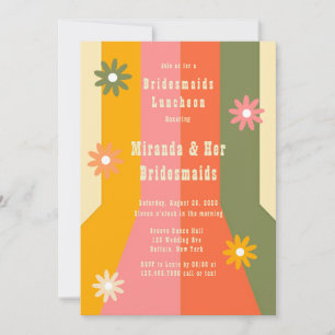 Invitación Retro 60 Groovy Stripes Bridesmaids Luncheon