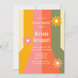 Invitación Retro 60's Groovy Stripes Bridal Shower