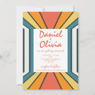 Invitación Retro 70 con QR/Boda de fotografía