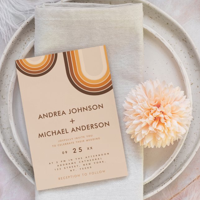 Invitación Retro 70 Crema beige arcoiris marrón 70 (Subido por el creador)