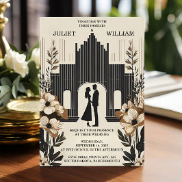 Invitación Retro 70s 80s Rápido negrita Boho Courthouse Boda