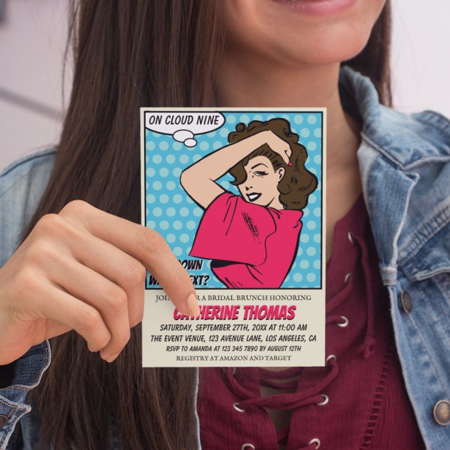 Invitación Retro 70's Comic Book Pop Art Fun Bridal Shower (Subido por el creador)