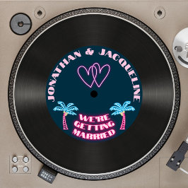 Invitación Retro 80 Boda de grabación de Neon Vinyl Tropical 