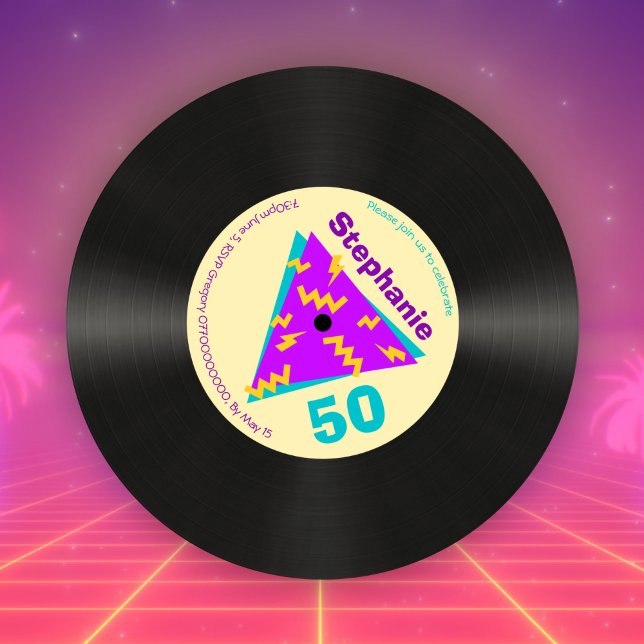 Invitación Rétro 80 Tema 50 de la fiesta de cumpleaños (Subido por el creador)