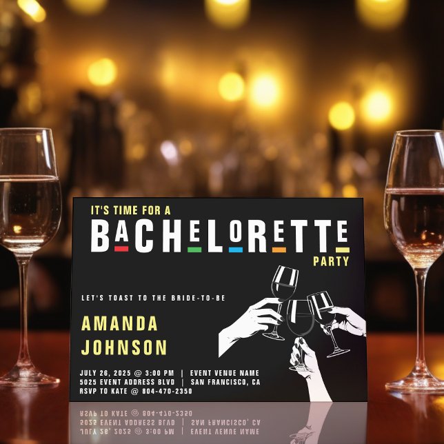 Invitación Retro 90 Coloridas ovaciones Bachelorette Party Bl (Subido por el creador)