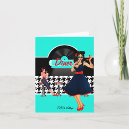Invitación Retro a cuadros en blanco y negro de Diner de los