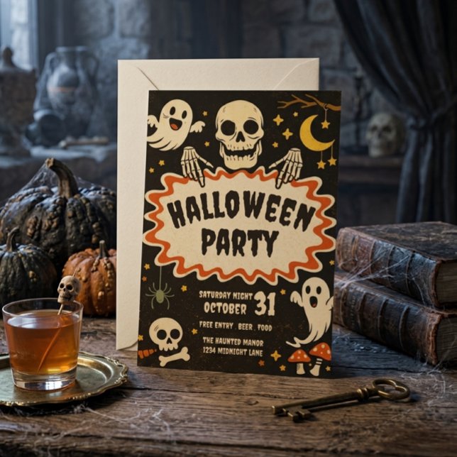 Invitación Retro a Fiesta de Halloween (Subido por el creador)