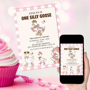 Invitación Retro adorable Ganso Tonto ,Un Ganso Tonto Fiesta 