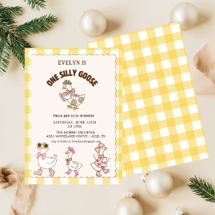 Invitación Retro adorable Ganso Tonto ,Un Ganso Tonto Fiesta 