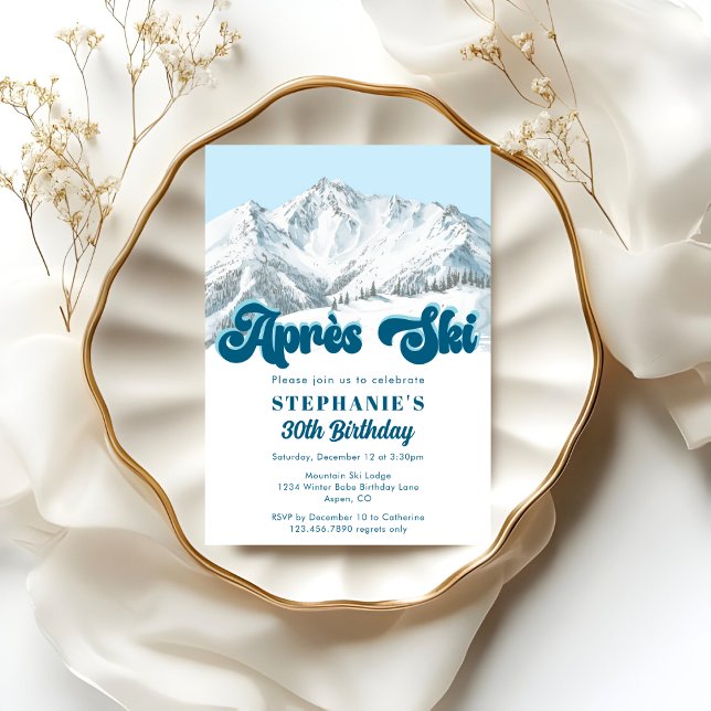 Invitación Retro Apres Ski Winter Mountain Birthday Party (Subido por el creador)