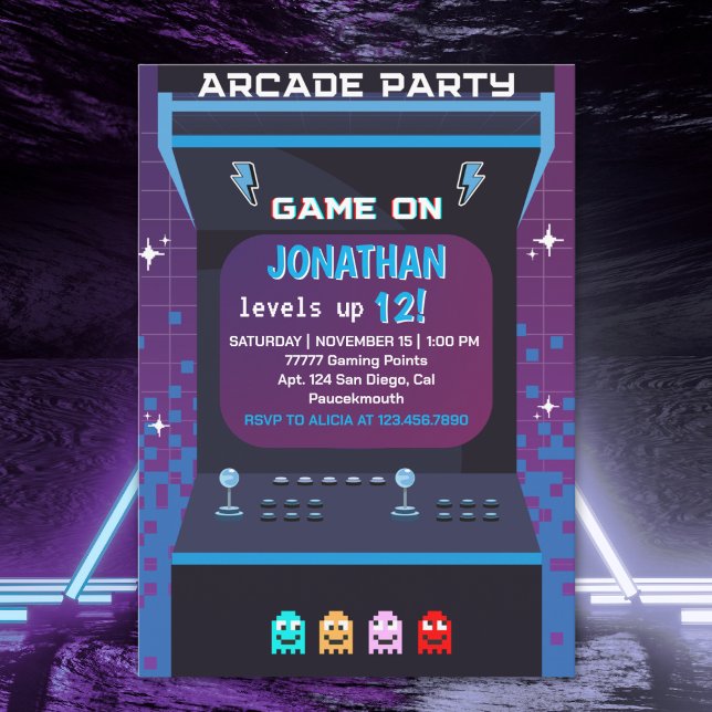 Invitación Retro Arcade Birthday Boy | Game On Party (Subido por el creador)