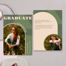 Invitación Retro Arch Sage Green 2 Photo Grad