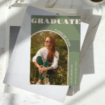 Invitación Retro Arch Sage Green Photo Grad
