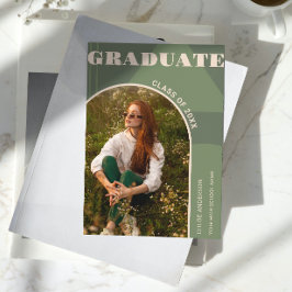 Invitación Retro Arch Sage Green Photo Grad