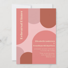 Invitación Retro Arches Coral Ensayo de color rosa Cena