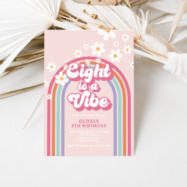 Invitación Retro Arcoíris Ocho es una Vibra Cumpleaños 8