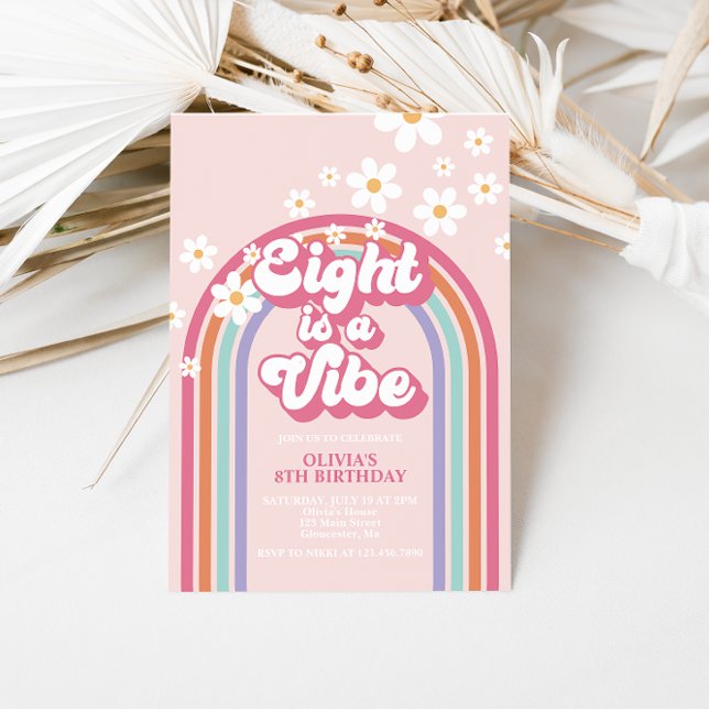 Invitación Retro Arcoíris Ocho es una Vibra Cumpleaños 8 (Subido por el creador)