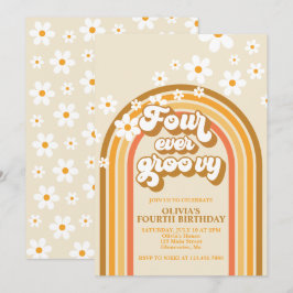 Invitación Retro Arcoíris Por Siempre Groovy Cumpleaños 4