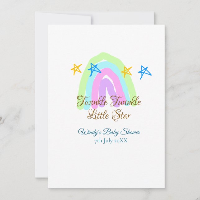 Invitación Retro arcoíris titilar titilar estrellitas bebé (Anverso)