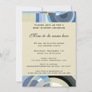 Invitación Retro Art Deco Jazz Vintage Blue Boy Baby Shower
