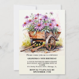 Invitación Retro Aster Flower Illustration Art Birthday Party