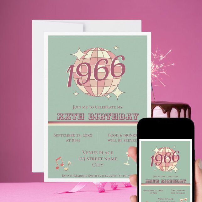 Invitación retro azul turquesa para cumpleaños 60  (Subido por el creador)