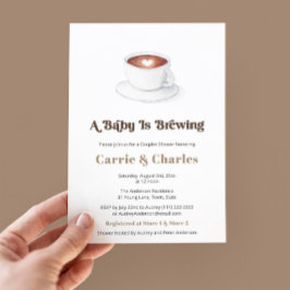 Invitación Retro Baby Está Preparando Café Parejas Baby Showe