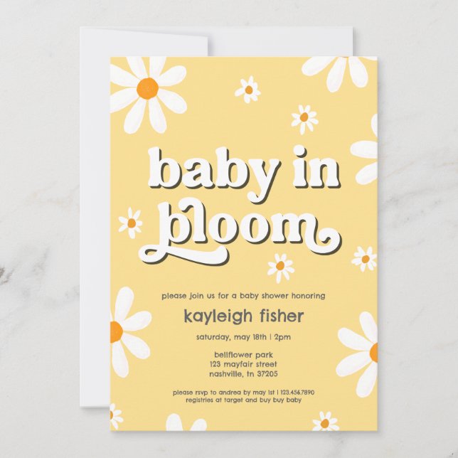 Invitación Retro Baby In Bloom Baby Shower (Anverso)