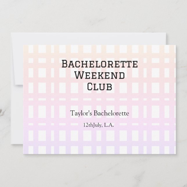 INVITACIÓN RETRO BACHELORETTE WEEKENCLUB NARANJA DE ROPA (Anverso)