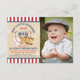 Invitación Retro Baseball Primer Cumpleaños Estrellas y Strip