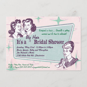 Invitación Retro Beehive Hairdo-Big Hair Bridal Shower-smlr