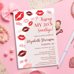 Invitación Retro Besando Mis 20's Adiós Fiesta de Cumpleaños 