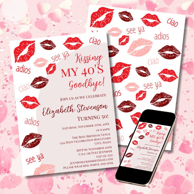 Invitación Retro Besando Mis 40 a Buen Entendido Fiesta de Cu (Subido por el creador)