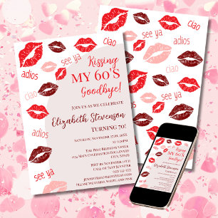 Invitación Retro Besando Mis 60's Adiós Fiesta de Cumpleaños 