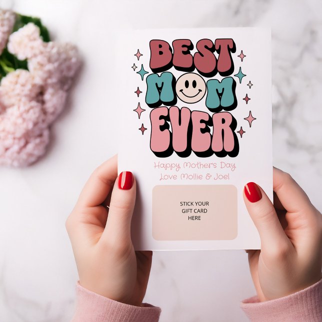 Invitación Retro Best Mom Ever Gift Card Holder (Gift Card Holder for the Best Mom Ever)