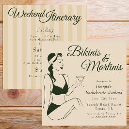Invitación Retro Bikinis & Martinis Bachelorette