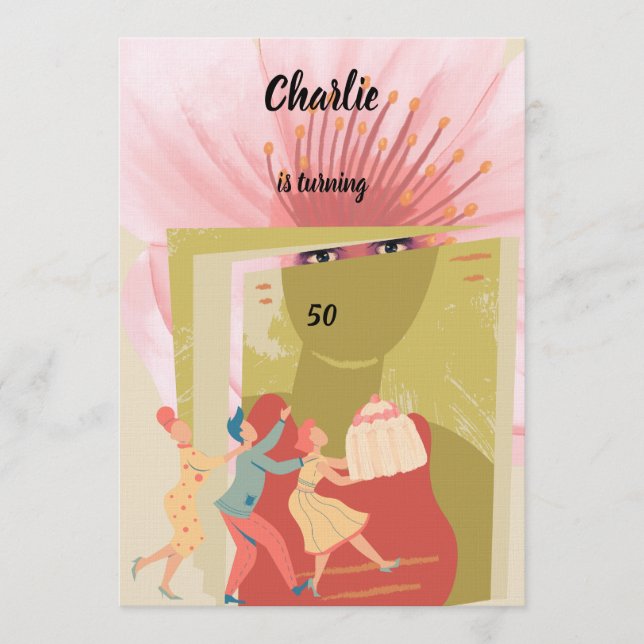 Invitación Retro birthday (Anverso)