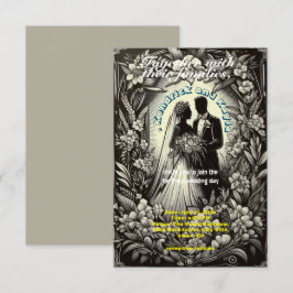 Invitación retro blac7white photowedding