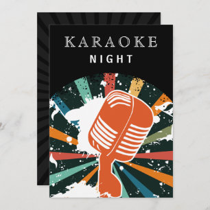 Invitación Retro Black 30 Birthday Karaoke Fiesta nocturno