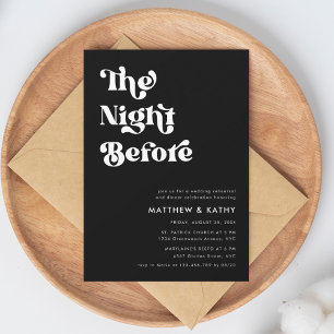 Invitación Retro Black La Noche Antes De La Cena Del Ensayo