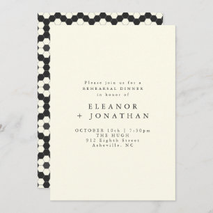 Invitación Retro Black White Geométrica Tile Ensayo Cena