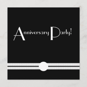 Invitación Retro blanco y negro del aniversario del art déco