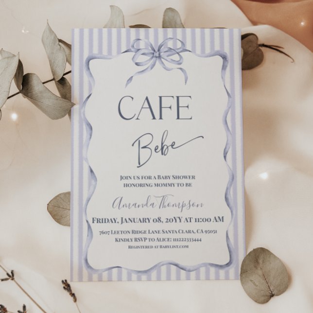 Invitación Retro Blue Bow Cafe Bebe Boy Coffee Baby Shower (Subido por el creador)